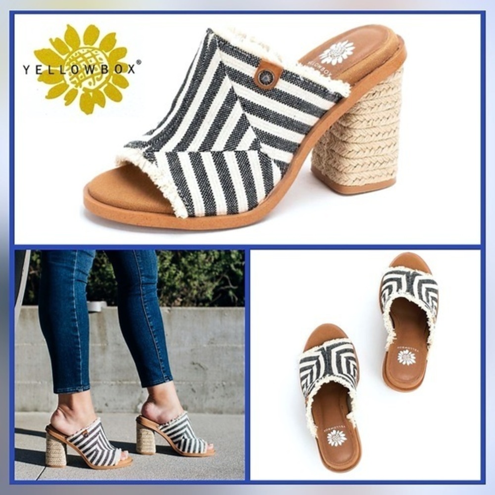 Yellow Box Block Heels | Sandals - Picture 2 of 8
